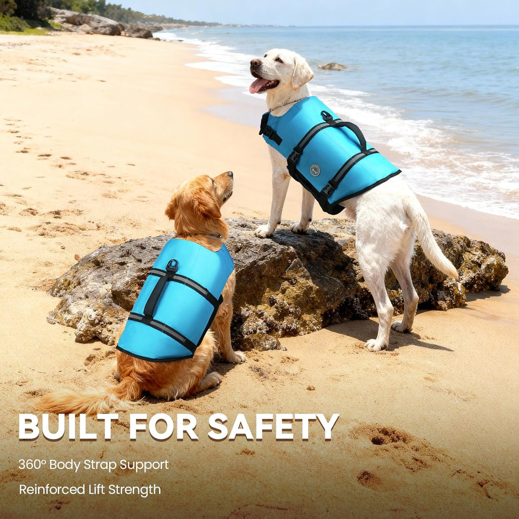 Rip Stop Dog Life Vest, Swimming Vest with Handle, Buoyancy for Doggy Puppy, Dog Life Jacket for Swimming & Boating, M, Blue