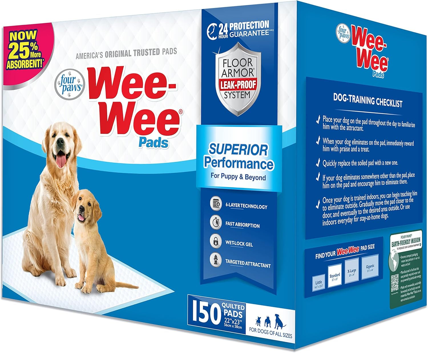 Wee-Wee Superior Performance Pee Pads for Dogs - Dog & Puppy Pads for Potty Training - Dog Housebreaking & Puppy Supplies - 22" X 23" (200 Count)