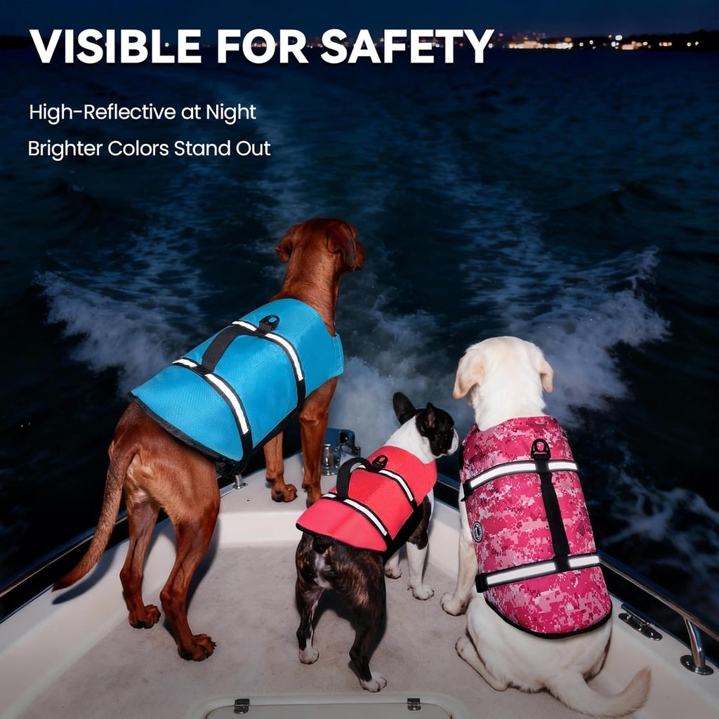 Rip Stop Dog Life Vest, Swimming Vest with Handle, Buoyancy for Doggy Puppy, Dog Life Jacket for Swimming & Boating, M, Blue