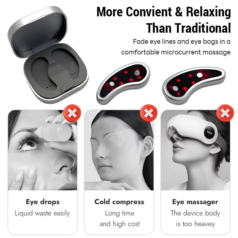 Led Red Light Eye Care Therapy EMS Pulse Micro-Current Device Eye Massager to Relieve Fatigue for Treatment under Eye Wrinkle