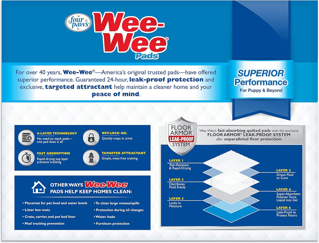 Wee-Wee Superior Performance Pee Pads for Dogs - Dog & Puppy Pads for Potty Training - Dog Housebreaking & Puppy Supplies - 22" X 23" (200 Count)